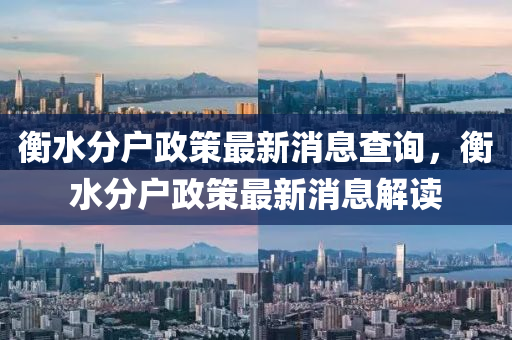 衡水分户政策最新消息查询,衡水分户政策最新消息解读